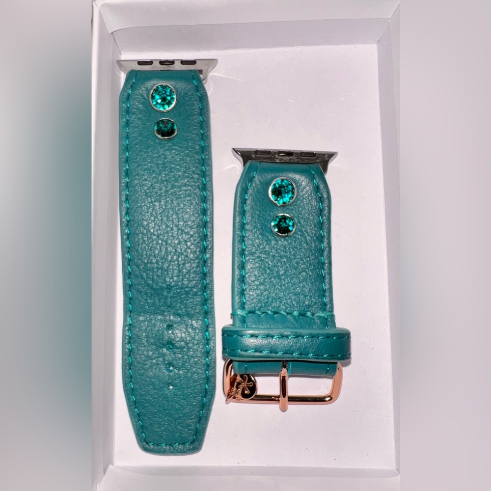 Turquoise leather Apple Watch band